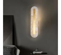SIYANE Brass Natural Stone Wall Sconce Modern Marble Linear Wall Light Bar 6W Dimmable LED White Alabaster Glass Wall Mounted Lamp Bathroom Vanity Light for Bedroom Living Room Foyer Hallway