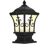 SIYANE Extra Large Outdoor Post Lights Hard Wired Exterior Pillar Cap Light Fixture Farmhouse Brown Pole Mount Light Antique Black Lanterns Column Top Lamp for Patio Porch Pathway Entryway Yard