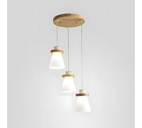 SIYANE Kitchen Island Milk Glass Pendant Lights Cluster Round Chandelier Natural Wood Farmhouse Single 3 Light Ceiling Hanging Lamp Rustic White Coastal Lighting for Dining Room Bedroom