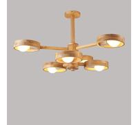 SIYANE Modern Sputnik Chandelier 6-Light Industrial Ceiling Lights Rustic Wood Farmhouse Hanging Pendant Light Adjustable Round Dining Room Chandelier for Kitchen Island Living Room Bedroom