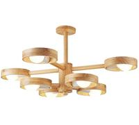 SIYANE Modern Sputnik Chandelier 6-Light Industrial Ceiling Lights Rustic Wood Farmhouse Hanging Pendant Light Adjustable Round Dining Room Chandelier for Kitchen Island Living Room Bedroom