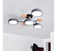 SIYANE Modern Wood Sputnik LED Close to Ceiling Light Living Room Bedroom Dining Room Office Kitchen, White