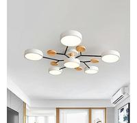 SIYANE Modern Wood Sputnik LED Semi Flush Mount Ceiling Light Fixtures Nordic Molecule White Close to Ceiling Light Living Room Ceiling Lighting for Bedroom Dining Room Office Kitchen, Green Gray