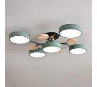 SIYANE Modern Wood Sputnik LED Semi Flush Mount Ceiling Light Fixtures Nordic Molecule White Close to Ceiling Light Living Room Ceiling Lighting for Bedroom Dining Room Office Kitchen, Green Gray