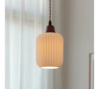 SIYANE Ribbed Milk Glass Pendant Light Nordic Modern Mid Century Chandelier Rustic White Frosted Glass Farmhouse Ceiling Hanging Lamp for Kitchen Island Sink Dining Room Bedroom Restaurant