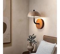 SIYANE Rustic Natural Stone Wall Mounted Light for Bedroom Dimmable 9W LED Wall Lighting Mid Century Modern Wall Sconce Wood Base Farmhouse Vintage Wall Lamp for Bedroom Bedside Porch Kitchen