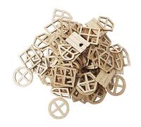 SIYANO 100PCS Craft Supplies Wood Window Cutouts，hand-Painted Wooden House Windows Windows Wooden Doors Wood Chips for Party Decoration Craft Supplies