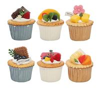 SIYANO 6Pcs Artificial Cupcake Model, Simulation Realistic Cupcake Faux Fake Food Model, for Home Kitchen Party Decor Photography Props (A)