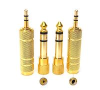 SiYear 3.5mm 1/8 inch TRS Plug to 6.35mm 1/4 inch Jack and 3.5mm Female to 6.35 Male Plug Gold Plated Set Audio Stereo Adapter Converter for Headphone, Microphone (4 -Pack)