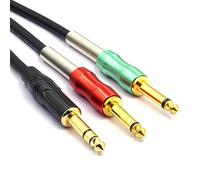 SiYear 6.35mm 1/4 Inch TRS Stereo to Dual 6.35mm Male Mono Y Splitter Audio Cable, 1/4" Male to Double 6.35 TS Insert Cable (3M)/10FT