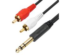 SiYear Gold-plated 6.35mm 1/4 inch Male TRS Stereo Plug to 2 RCA Phono Male Audio Y Splitter Cable,Connector Wire Cord Plug 5FT(1.5M)