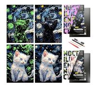 SiYear SiYearScratch Paper Art,Scratch Painting World Famous City DIY Night View Scratchboard for Adults with 4 Tools,Size 11.2''x16'' (cat)