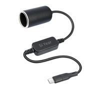 SiYear USB C Male to 12V Car Cigarette Lighter Socket Female Converter Cable, 12V 18W Power Cable for Driving Recorder, Dash Cam,Radar Detector, GPS, Car Led Light Strips (0.3m/1ft)