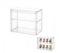 Siyecioa 2 Tier Acrylic Display Case for Collectibles, Clear Display Box with Magnetic Door for Action Figures, Popmart, Miniatures, Blind Box, Pop Figure