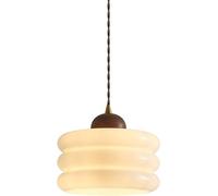 SIYGANK Hand Blown Glass Pendant Lighting Kitchen Island Mid Century Modern Milk Glass Pendant Light Vintage Gold Farmhouse Chandelier Rustic Wood Hanging Lamp For Bedroom Dining Room Restaurant