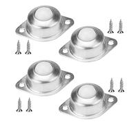 SIYINGSAERY 4 PCS Ball Transfer Bearing Roller 2 Holes Bearing Casters Ball Transfer Bearing Unit Conveyor Roller Universal Transferring Ball Wheel with Nylon Ball, 8 Screw for Transmission Furniture