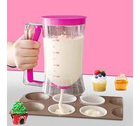 SIYINGSAERY Pancake Batter Dispenser 900ML Cupcakes Batter Separator Manual Batter Cream Speratator Cup Cooking Crepes Funnel Dispenser Maker with Measuring Label for Waffles Muffin Mix Cake, Purple