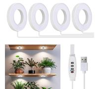 SIYOMG Ceiling Grow Lights for Indoor Plants, 192 LEDs Full Spectrum Halo LED Plant Light, with 3/9/12H Auto Timer Switch, 3 Light Modes,10 Dimming, Plant Lights for Small Plants, 4 Head