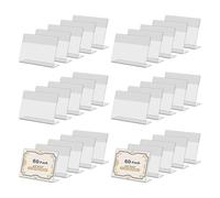 SIYOMG Clear Acrylic Sign Display Holder, 60 PCS 2.5X3.5In Slanted L Shape Price Name Card Tag Label Counter Top Stand for School Office Supermarket Store