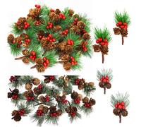 SIYOMG Pine Picks, 20 PCS Artificial Christmas Picks, Green Pine Needles Branches Floral Arrangement Wreath Holiday Decoration Ornaments DIY Crafts Home Decor