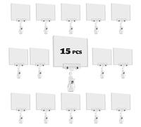 SIYOMG Plastic Sign Holder Clip, 15 Pack Double Head Rotating Clip On POP Swivel Holding Clamp Card Protector, Merchandise Display Business Store Supermarket Office Exhibition, transparent