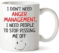 SIYON Funny Gifts for Colleagues Women Men, I Don't Need Anger Management I Need People to Stop P***ing Me Off Coffee Mug Cup, 11 Oz Ceramic Best Friend Boyfriend Presents