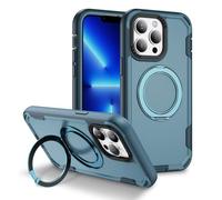 SIYOPINPFY 2-Layer Case for iPhone 13 Pro Max, Military Drop Protection Cover with Spin 360° Stand Ring, Compatible with MagSafe, Double Shockproof Case for iPhone 13 Pro Max, Matte Green HR