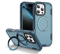 SIYOPINPFY 2-Layer Case for iPhone 16 Pro Max, Military Drop Protection Cover with Spin 360° Stand Ring, Compatible with MagSafe, Double Shockproof Case for iPhone 16 Pro Max, Matte Green HR
