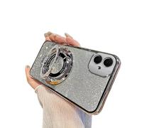 SIYOPINPFY Case for Honor 400 Pro 5G (6.7") - Deluxe Sparkly Crystal Plating Cover Clear TPU Slim Bumper with Ring Stand Holder Shockproof Protective Phone Case for Honor 400 Pro 5G, Shiny Silver