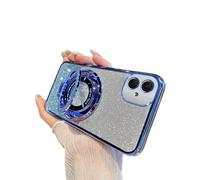 SIYOPINPFY Case for Honor 400 Pro 5G (6.7") - Deluxe Sparkly Crystal Plating Cover, Clear TPU Slim Bumper with Ring Stand Holder Shockproof Protective Phone Case for Honor 400 Pro 5G, Shiny Blue
