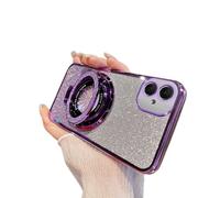 SIYOPINPFY Case for Honor 400 Pro 5G (6.7") - Deluxe Sparkly Crystal Plating Cover Clear TPU Slim Bumper with Ring Stand Holder Shockproof Protective Phone Case for Honor 400 Pro 5G, Shiny Purple