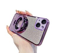 SIYOPINPFY Case for iPhone 13 Case Glitter Sparkly Deluxe Plating Silicon TPU Soft Cover Lens Protector ∣Wireless Charging Compatible∣ Magnetic Ring Stand Holder Cover for iPhone 13, Shiny Purple