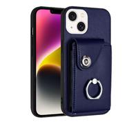 SIYOPINPFY Case for iPhone 15 Case with Card Holder, Classical Wallet Case Flap Buttons 360°Rotation Ring Kickstand Cover PU Leather Shockproof Protective Case for iPhone 15 Blue FQ