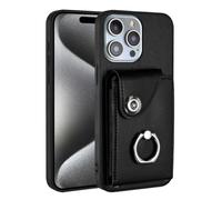 SIYOPINPFY Case for iPhone 15 Pro Max Case with Card Holder, Classical Wallet Case Flap Buttons 360°Rotation Ring Kickstand Cover PU Leather Shockproof Protective Case for iPhone 15 Pro Max Black FQ