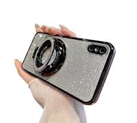 SIYOPINPFY Case for iPhone 17 - Deluxe Sparkly Crystal Plating Cover, Clear TPU Slim Bumper with Ring Holder Kickstand Shockproof Protective Phone Case for iPhone 17, Shiny Black