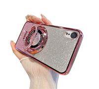 SIYOPINPFY Case for iPhone XR Case Glitter Sparkly Deluxe Plating Silicon TPU Soft Cover Lens Protector ∣Wireless Charging Compatible∣ Magnetic Ring Stand Holder Case for iPhone XR, Shiny Rose Gold