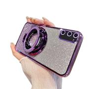 SIYOPINPFY Case for Samsung Galaxy S20 5G Case Glitter Sparkly Diamond Deluxe Plating Silicon TPU Soft Cover Camera Protector with Magnetic Ring Stand Holder for Samsung Galaxy S20 5G, Shiny Purple