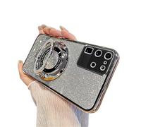 SIYOPINPFY Case for Samsung Galaxy S20 Ultra Case Glitter Sparkly Diamond Deluxe Plating Silicon TPU Soft Cover Camera Protector with Magnetic Ring Stand Holder for Samsung S20 Ultra 5G, Shiny Silver