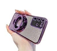 SIYOPINPFY Case for Samsung Galaxy S20 Ultra Case Glitter Sparkly Diamond Deluxe Plating Silicon TPU Soft Cover Camera Protector with Magnetic Ring Stand Holder for Samsung S20 Ultra 5G, Shiny Purple