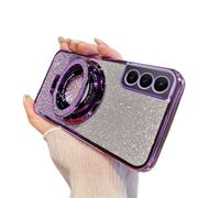 SIYOPINPFY Case for Samsung Galaxy S21 5G Case Glitter Sparkly Diamond Deluxe Plating Silicon TPU Soft Cover Camera Protector with Magnetic Ring Stand Holder for Samsung Galaxy S21 5G, Shiny Purple