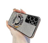 SIYOPINPFY Case for Samsung Galaxy S22 Ultra Case Glitter Sparkly Diamond Deluxe Plating Silicon TPU Soft Cover Camera Protector with Magnetic Ring Stand Holder for Samsung S22 Ultra 5G, Shiny Silver