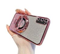 SIYOPINPFY Case for Samsung Galaxy S25 FE Case Glitter Sparkly Diamond Deluxe Plating Silicon TPU Soft Cover Camera Protector Magnetic Ring Stand Holder for Samsung Galaxy S25 FE, Shiny Rose Gold