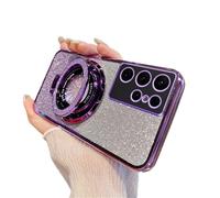 SIYOPINPFY Case for Samsung Galaxy S26 Ultra Case, Glitter Sparkly Diamond Deluxe Plating Silicon TPU Soft Cover, Camera Protector Magnetic Ring Stand Holder for Galaxy S26 Ultra, Shiny Purple