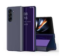 SIYOPINPFY Case for Samsung Galaxy Z Fold 6 5G Case Deluxe Glitter Plating Mirror Makeup Clear View Shell 360 Full Body Protective Flip Stand Shockproof Phone Case for Galaxy Z Fold 6, Mirror Purple