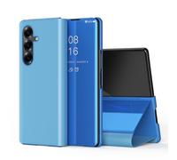 SIYOPINPFY Case for Samsung Galaxy Z Fold 7 5G - Deluxe Glitter Plating Mirror Makeup Case with Clear View, Flip Stand Full Body Protective Shockproof Phone Cover for Galaxy Z Fold 7 5G, Mirror Blue