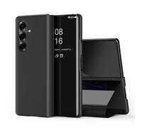 SIYOPINPFY Case for Samsung Galaxy Z Fold 7 5G - Deluxe Plating Mirror Makeup Case with Clear View, Flip Stand Full Body Protective Shockproof Phone Cover for Galaxy Z Fold 7 5G, Mirror Black