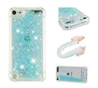 SIYOPINPFY Compatible for iPod Touch 5 Case for Women Girls with Shock-Absorption Bling Sparkle Liquid Flowing Quicksand Glitter Phone Case Compatible for iPod Touch 6 / iPod Touch 7 - Star Blue YB