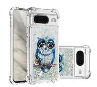 SIYOPINPFY Compatible With Google Pixel 8 Case Shock-Absorption Bumper Cover Anti-Scratch Protection Moving Liquid Glitter Sparkle Silicone Soft TPU Case for Google Pixel 8, Cute Owl YB