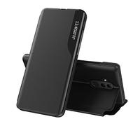 SIYOPINPFY Compatible With Huawei Mate 20 Lite Case, Smart Clear View Windows Case + Flip PU Leather Stand Cover for Women Men, Shockproof Drop Protective Cover for Huawei Mate 20 Lite Black QHC