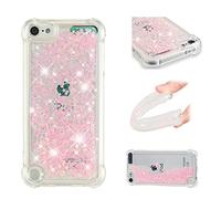 SIYOPINPFY Compatible With iPod Touch 5 Case, iPod Touch 6 Case Glitter Bling Sparkle for Women Girls Liquid Floating Quicksand Cover Shockproof Compatible With iPod Touch 7 - Star Rose YB